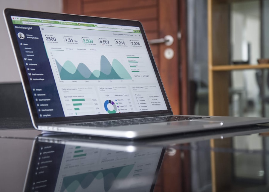 Laptop dashboard showing analytics