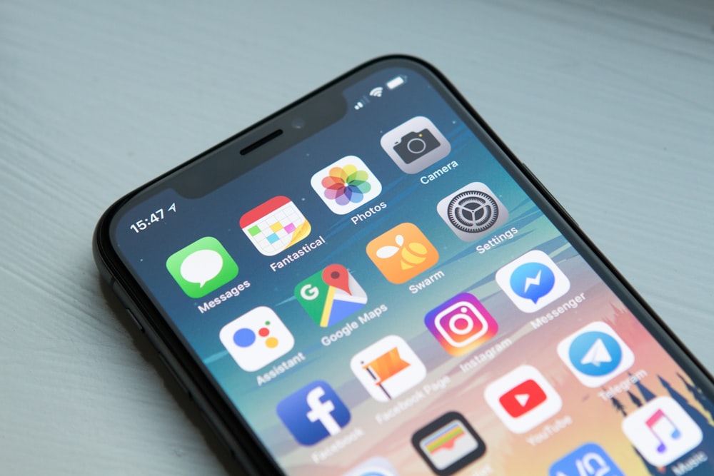 Smartphone app icons closeup