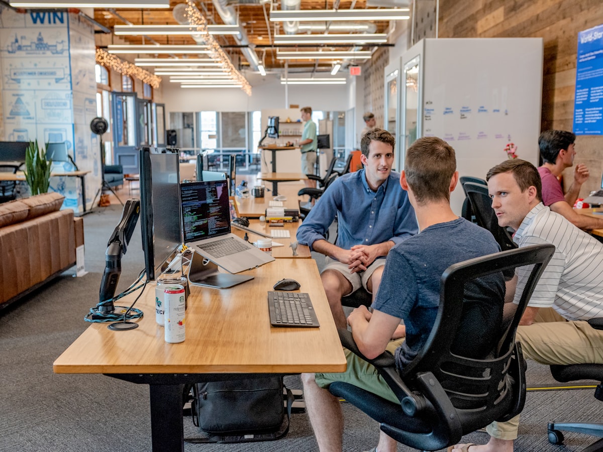 Product team meeting in a modern office